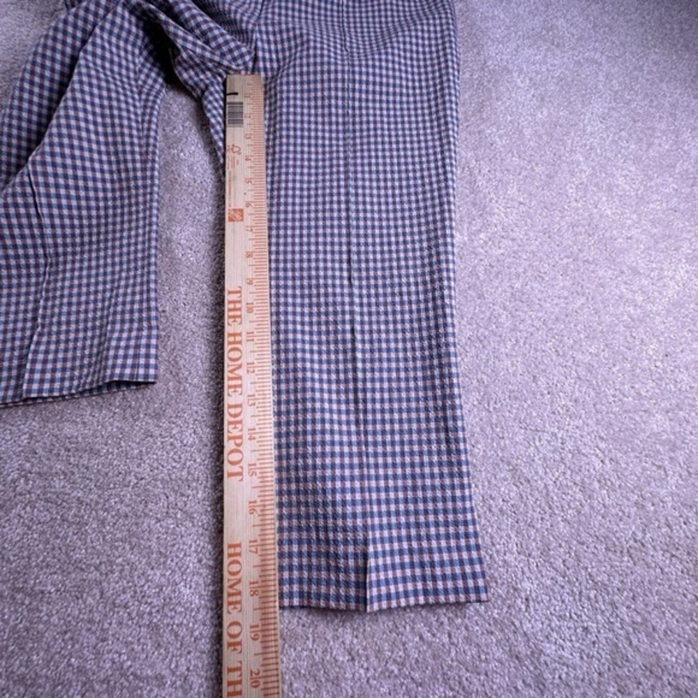 Veronica Beard Arte Kick Flare Brown And Blue Gingham Searsucker High Waste Pant - Picture 13 of 14